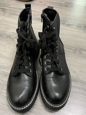 Classic Black Lace-Up ladies combat boots